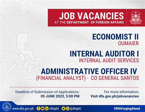 dfa.gov.ph job vacancies|(2/2) JOB VACANCY ALERT‼️‼️ Visit .